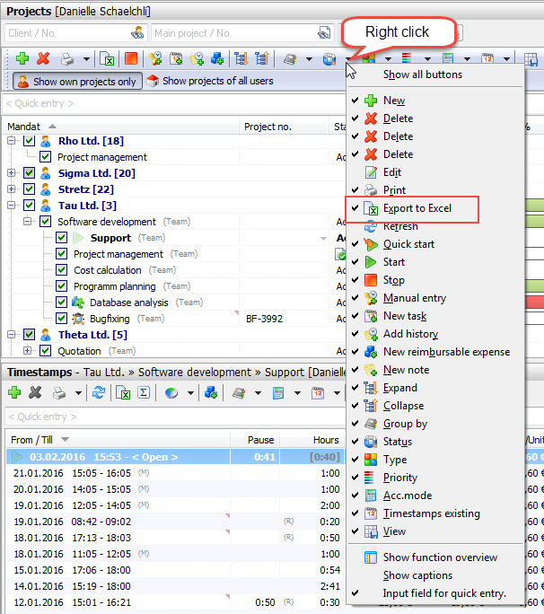 config_export_exel_button_einbinden